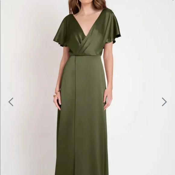 green emerald velvet dress Jenny Yoo 